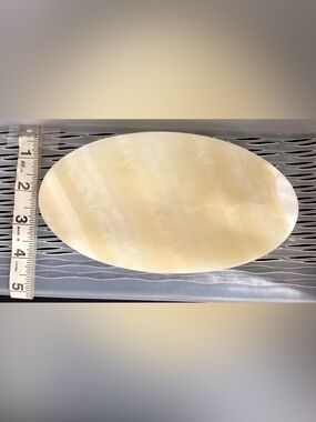 Vintage Onyx Marble Oval Trinket Dish Cream Ivory Natural Stone Jewelry Tray